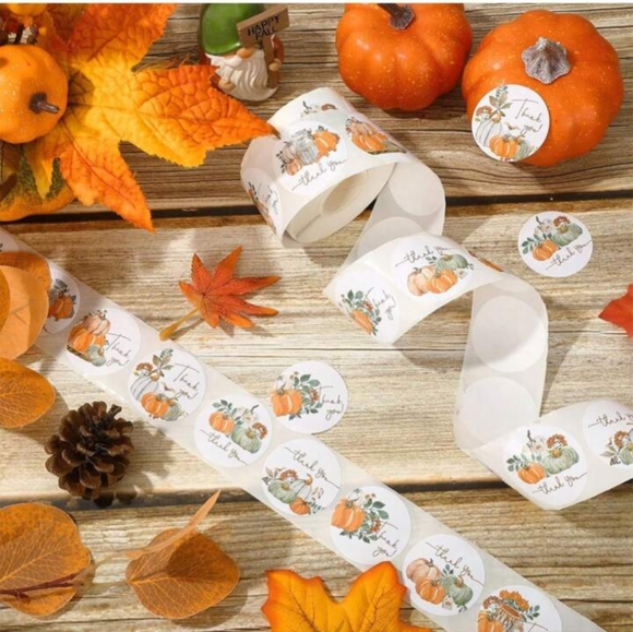 Arata's Boutique Other - 500pcs Harvest Pumpkin Thank You Stickers